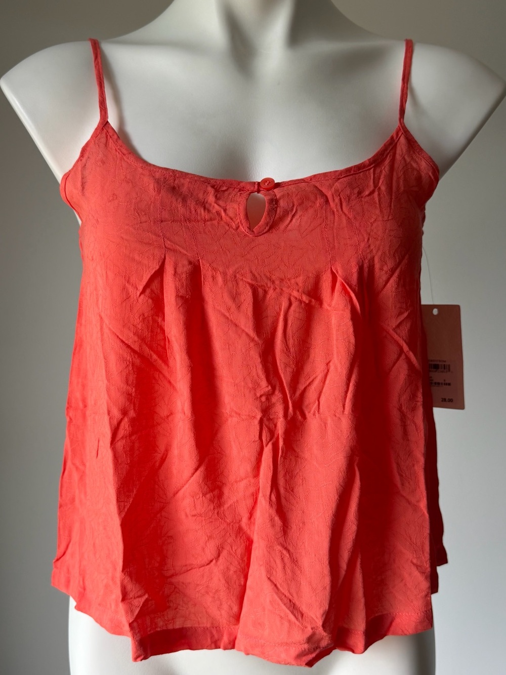 Frenchi Crinkle Coral Spaghetti-Strap Cami
